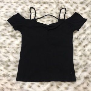 Black off the shoulder crop top